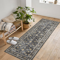 Garvee 2x6 Black Washable Runner Rug Distressed Print - Non Slip Doormat for Entryway Front Door, Kitchen Hallway Floor Mat, Easy Clean Indoor Outdoor Carpet, Vintage Style Low Pile