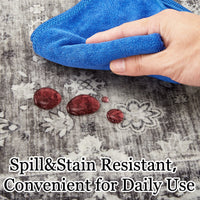 Garvee Grey Distressed Print Area Rug 8x10 Washable Low Pile - Large Modern Living Room Carpet, Statement Floor Rug Non Slip Easy Clean, for Contemporary Dining Bedroom