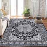 Garvee Oriental Black 10x13 Area Rug Washable Rug Taupe Vintage Rug Traditional Mat Foldable Thin Rug Retro Accent Rug - Black