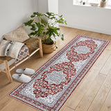 Garvee Oriental Red 2x6 Area Rug Washable Rug Taupe Vintage Rug Traditional Mat Foldable Thin Rug Retro Accent Rug - Red