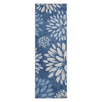 Garvee 2' x 6' Modern Floral Leaf Runner Rug, Machine Washable Non-Slip Low-Pile Soft Rug for Hallway, Kitchen, Entryway & Bedroom, Blue