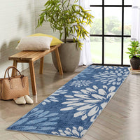 Garvee 2' x 6' Modern Floral Leaf Runner Rug, Machine Washable Non-Slip Low-Pile Soft Rug for Hallway, Kitchen, Entryway & Bedroom, Blue
