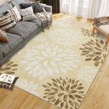Garvee 5' x 7' Floral Area Rug, Machine Washable Non-Slip Low-Pile Boho Rug   for Living Room & Bedroom, Camel Brown - Camel Brown