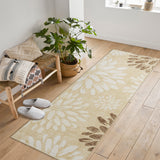 Garvee 2' x 6' Modern Floral Leaf Runner Rug, Machine Washable Non-Slip Low-Pile Soft Rug for Hallway, Kitchen, Entryway & Bedroom, Camel Brown - Camel Brown