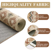 Garvee Boho Beige 5x7 Washable Area Rugs, Distressed Geometric Printed Throw Rugs, Non-Slip Low Pile Indoor Mat, Foldable Non-Shedding Accent Carpet for Living Room, Bedroom, Office