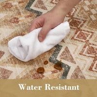 Garvee Boho Beige 5x7 Washable Area Rugs, Distressed Geometric Printed Throw Rugs, Non-Slip Low Pile Indoor Mat, Foldable Non-Shedding Accent Carpet for Living Room, Bedroom, Office