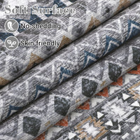 Garvee Boho Grey 10x13 Large Area Rug Washable Non-Slip Vintage Distressed Floor Cover Stain-Resistant Low Pile Soft Geometric Printed Throw Carpet Foldable Non-Shedding Indoor Rug for Home Office