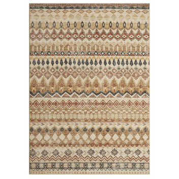 Garvee Boho Beige 9x12 Large Area Rugs, Washable Distressed Geometric Printed Living Room Rug, Non-Slip Low Pile Floor Carpet, Foldable Non-Shedding Accent Rug for Bedroom, Office