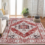 Garvee Ultra Soft Non-Slip Vintage Boho Medallion Area Rug – Mark Resistant Low Pile Carpet, Machine Washable, For Living Room, Bedroom, Entryway, Office, 10x13ft, Red - Red