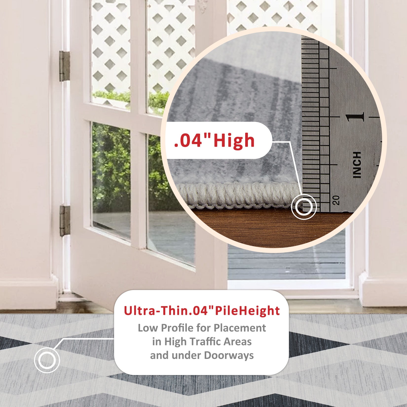 Garvee 9x12 Geometric Area Rug – Washable Non-Slip Modern Abstract Low Pile Carpet for Living Room, Bedroom & Dining Room, Gray