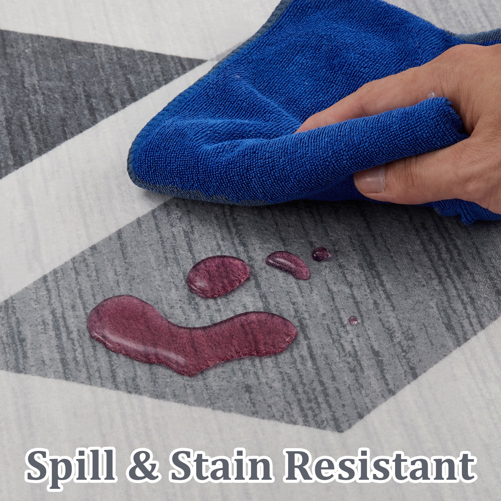 Garvee 9x12 Geometric Area Rug – Washable Non-Slip Modern Abstract Low Pile Carpet for Living Room, Bedroom & Dining Room, Gray