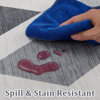 Garvee 9x12 Geometric Area Rug – Washable Non-Slip Modern Abstract Low Pile Carpet for Living Room, Bedroom & Dining Room, Gray