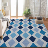 Garvee 10x13 Geometric Area Rug – Washable Non-Slip Modern Abstract Low Pile Carpet for Living Room, Bedroom & Dining Room, Blue Green - Blue-Green