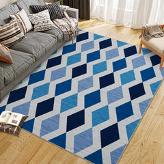 Garvee 9x12 Geometric Area Rug – Washable Non-Slip Modern Abstract Low Pile Carpet for Living Room, Bedroom & Dining Room, Blue Green - Blue-Green