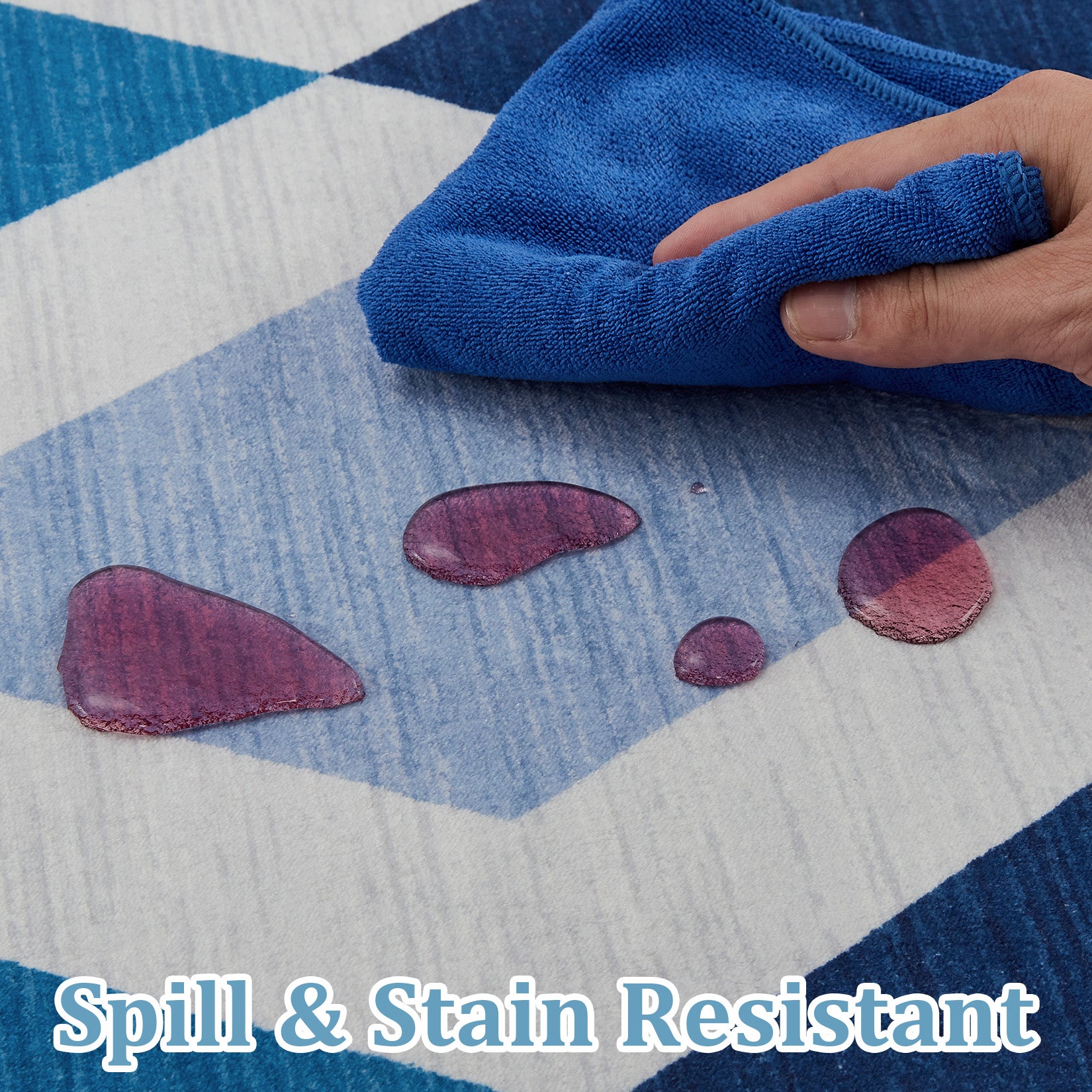 Garvee 9x12 Geometric Area Rug – Washable Non-Slip Modern Abstract Low Pile Carpet for Living Room, Bedroom & Dining Room, Blue Green