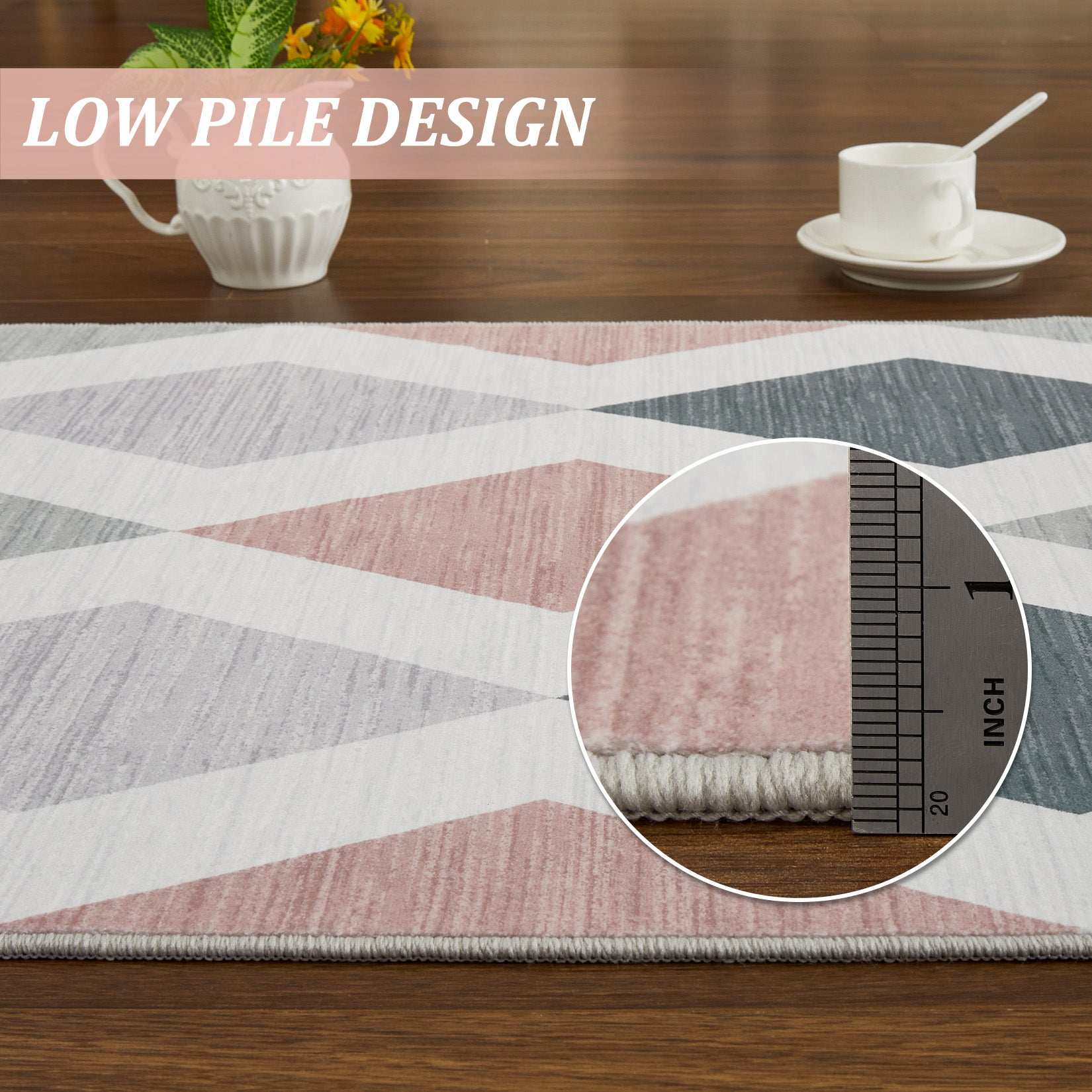 Garvee 9x12 Geometric Area Rug – Washable Non-Slip Modern Abstract Low Pile Carpet for Living Room, Bedroom & Dining Room, Green