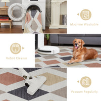 Garvee 8x10 Geometric Area Rug – Washable Non-Slip Modern Abstract Low Pile Carpet for Living Room, Bedroom & Dining Room, Camel Brown