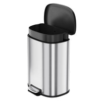 Garvee D-Shape Kitchen Trash Can 50L/13.2 Gal, Smudge Resistant Step-On Garbage Can with Lid, Stainless Steel Trash Bin with Removable Buckets, Soft-Close Lid