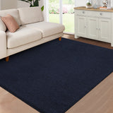 Garvee Washable Area Rug 5x7 Modern Solid Textured Area Rug for Living Room, Contemporary Weaving Accent Rug Non-Slip Stain Resistant Farmhouse Floor Cover Carpet for Bedroom Decor, Navy - Navy Blue