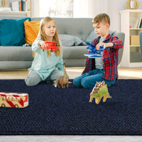 Garvee 8x10 Area Rug Modern Solid Textured Large Area Rug Machine Washable Rug for Living Room, Non-Slip Stain Resistant Accent Rug Contemporary Weaving Floor Cover Carpet for Bedroom, Navy