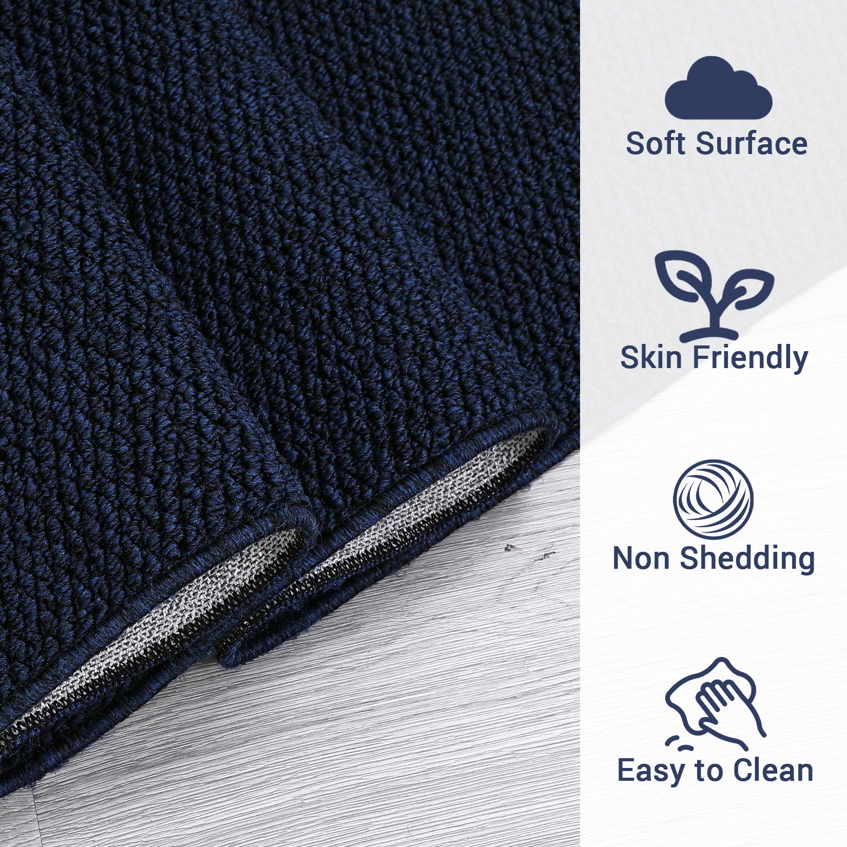 Garvee 8x10 Area Rug Modern Solid Textured Large Area Rug Machine Washable Rug for Living Room, Non-Slip Stain Resistant Accent Rug Contemporary Weaving Floor Cover Carpet for Bedroom, Navy