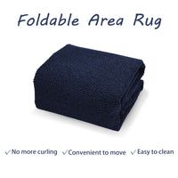 Garvee Runner Rug Modern Solid Textured Washable Hallway Runner Rug, Non-Slip Stain Resistant Area Rug Contemporary Weaving Kitchen Mat Floor Cover Carpet for Doorway Bedside, 2' x 6', Navy