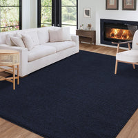 Garvee Washable Area Rug 5x7 Modern Solid Textured Area Rug for Living Room, Contemporary Weaving Accent Rug Non-Slip Stain Resistant Farmhouse Floor Cover Carpet for Bedroom Decor, Navy