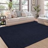 Garvee 9x12 Area Rug Modern Solid Textured Extra Large Area Rug Machine Washable Rug for Living Room, Non-Slip Stain Resistant Accent Rug Farmhouse Weaving Floor Cover Carpet for Bedroom, Navy - Navy Blue