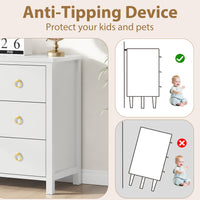 Garvee 3 Drawer Dresser for Bedroom, Modern Wood Dresser with Gold Metal Ring Handles, Freestanding Chest of Drawer with Anti-tipping Design for Living Room, Entryway, White