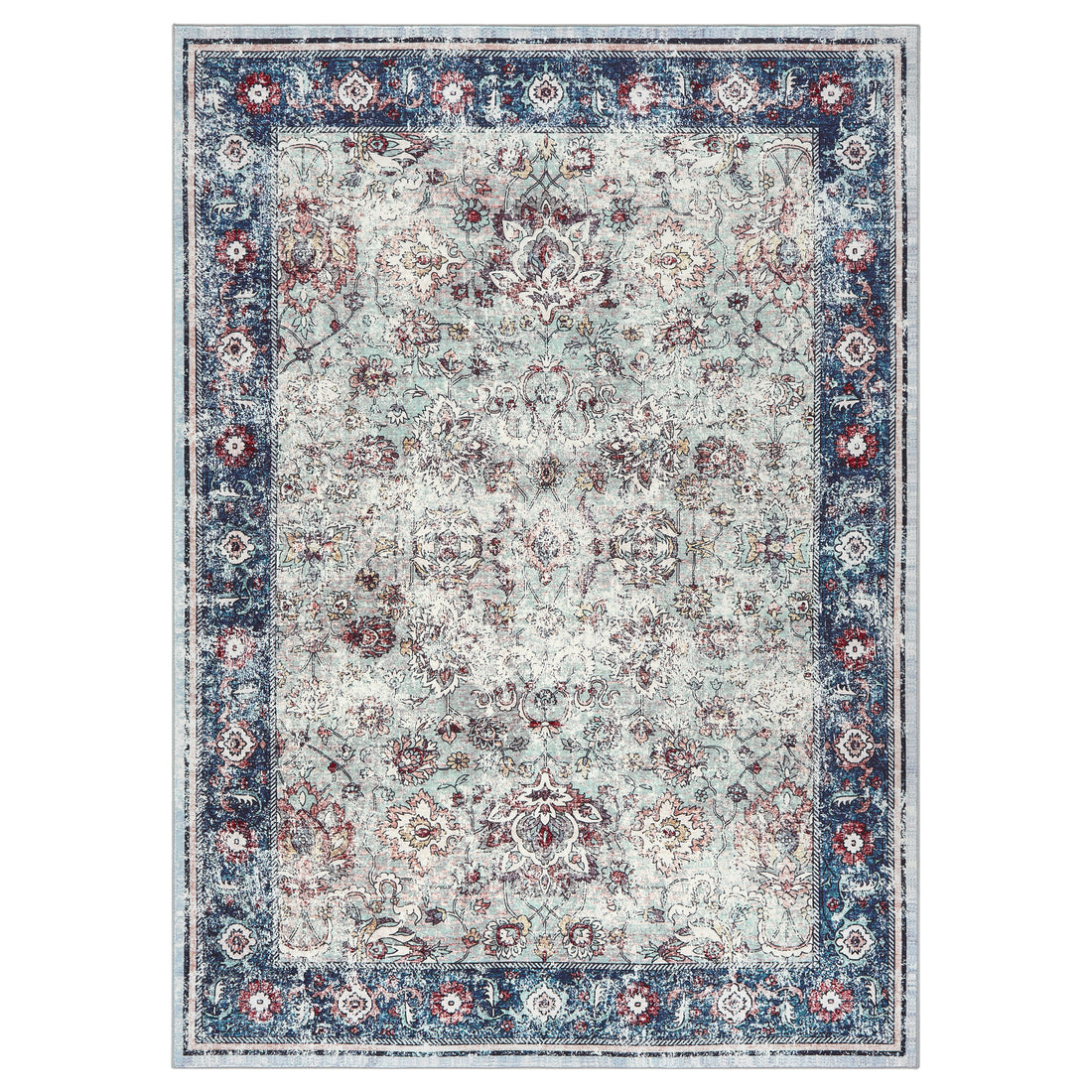 Garvee Persian Multicolor 2x6 Living Room Washable Non Slip Vintage Retro Rugs Low Pile Chenille Print Rug for Bedroom Dining Room Home Office