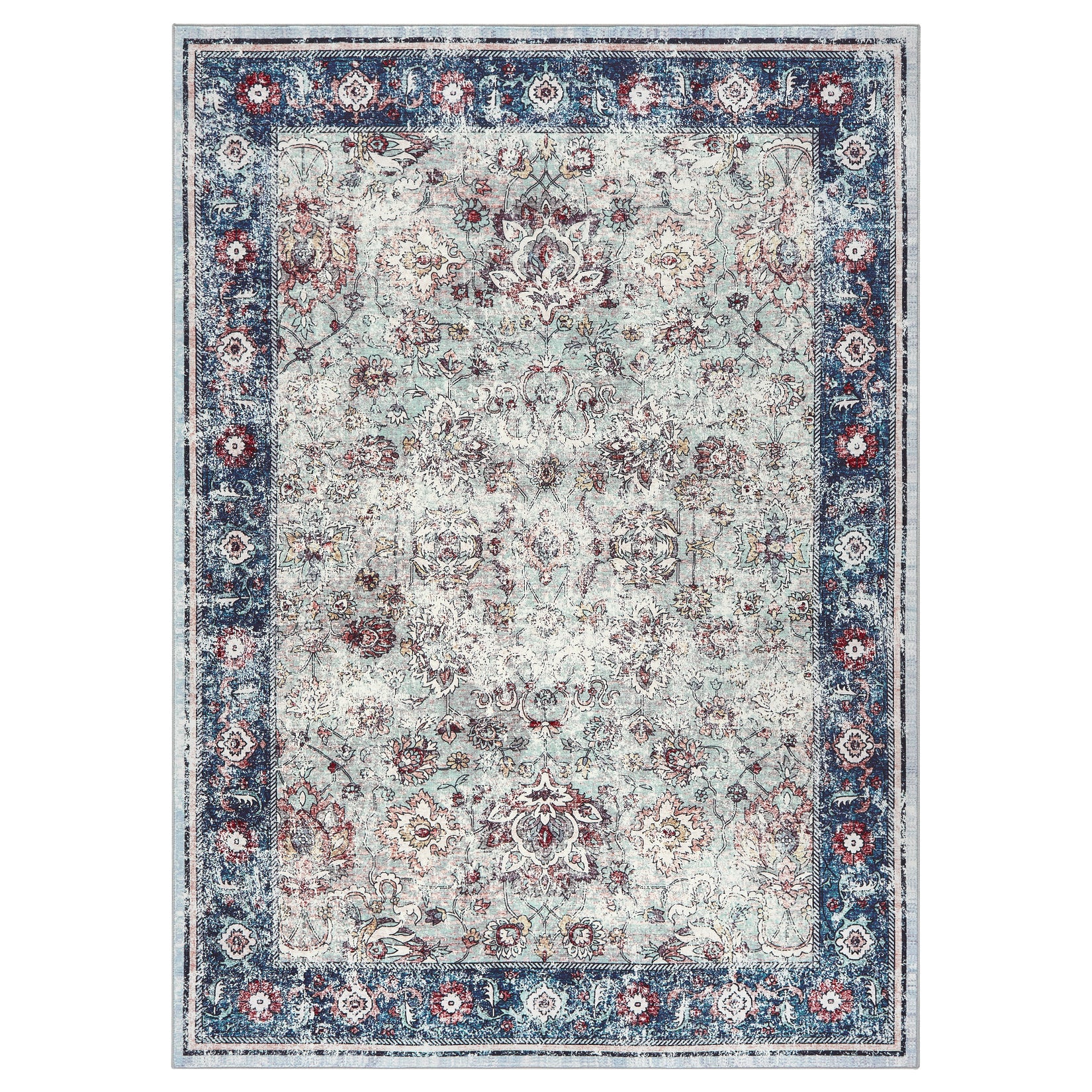 Garvee Persian Multicolor 2x6 Living Room Washable Non Slip Vintage Retro Rugs Low Pile Chenille Print Rug for Bedroom Dining Room Home Office