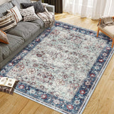 Garvee Persian Multicolor 4x6 Living Room Washable Non Slip Vintage Retro Rugs Low Pile Chenille Print Rug for Bedroom Dining Room Home Office - Multicolor