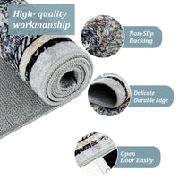 Garvee Persian Green 4x6 Living Room Washable Non Slip Vintage Retro Rugs Low Pile Chenille Print Rug for Bedroom Dining Room Home Office