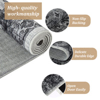 Garvee Vintage Floral Washable Runner Rug, Dark Gray 2x6 Non Slip Low Pile Hallway and Entryway Rug, Kid and Pet Friendly