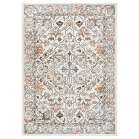 Garvee Vintage Floral Washable Area Rug, Beige 5x7 Non Slip Low Pile Rug for Bedroom and Nursery, Kid and Pet Friendly