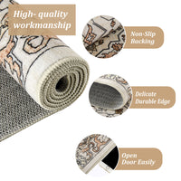 Garvee Vintage Floral Washable Area Rug, Beige 9x12 Non Slip Low Pile Rug for Living Room and Bedroom, Kid and Pet Friendly