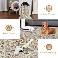 Garvee Vintage Floral Washable Runner Rug, 2x6 Non Slip Low Pile Hallway and Entryway Rug, Kid and Pet Friendly