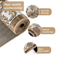 Garvee Vintage Floral Washable Area Rug, Camel 8x10 Non Slip Low Pile Rug for Living Room and Bedroom, Kid and Pet Friendly