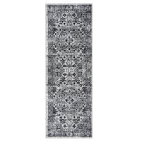 Garvee Vintage Floral Washable Runner Rug, Dark Gray 2x6 Non Slip Low Pile Hallway and Entryway Rug, Kid and Pet Friendly