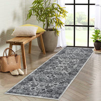 Garvee Vintage Floral Washable Runner Rug, Dark Gray 2x6 Non Slip Low Pile Hallway and Entryway Rug, Kid and Pet Friendly
