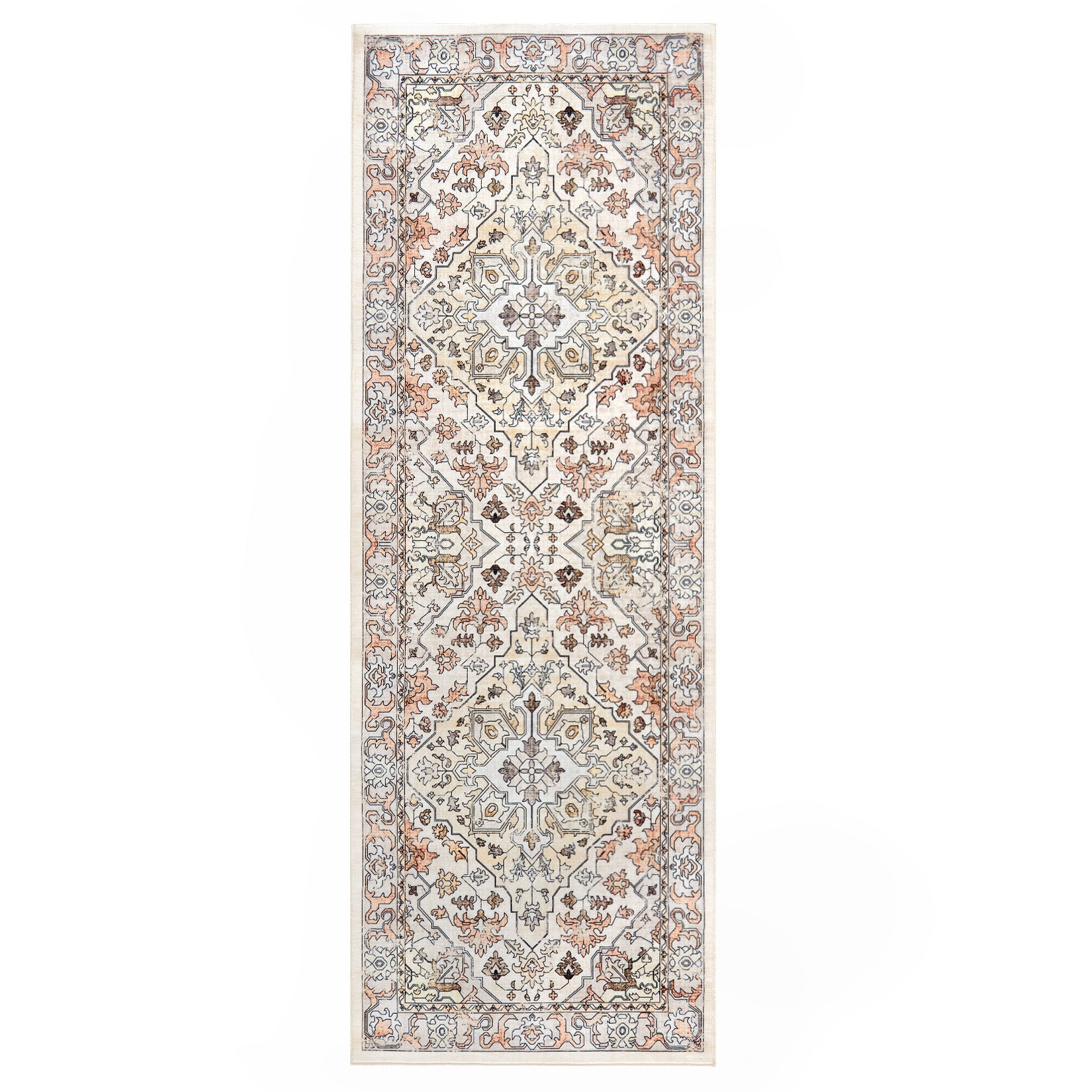 Garvee Vintage Floral Washable Runner Rug, 2x6 Non Slip Low Pile Hallway and Entryway Rug, Kid and Pet Friendly