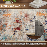 Garvee Modern Abstract Boho Washable Area Rug High-Traffic Areas Living Room Bedroom Kitchen Dining Mul 2x6