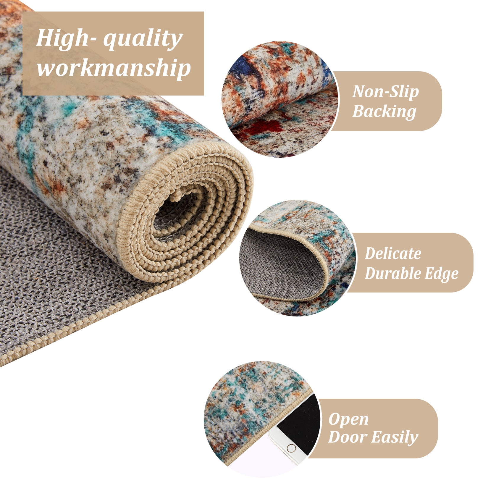 Garvee Modern Abstract Boho Washable Area Rug High-Traffic Areas Living Room Bedroom Kitchen Dining Mul 2x6