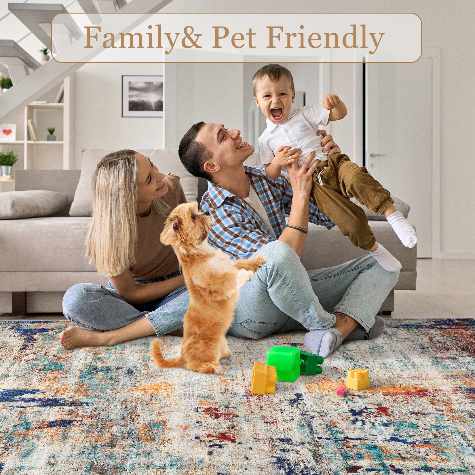 Garvee Modern Abstract Boho Washable Area Rug High-Traffic Areas Living Room Bedroom Kitchen Dining Mul 8x10