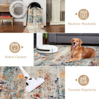 Garvee Modern Abstract Boho Washable Area Rug High-Traffic Areas Living Room Bedroom Kitchen Dining Mul 2x6