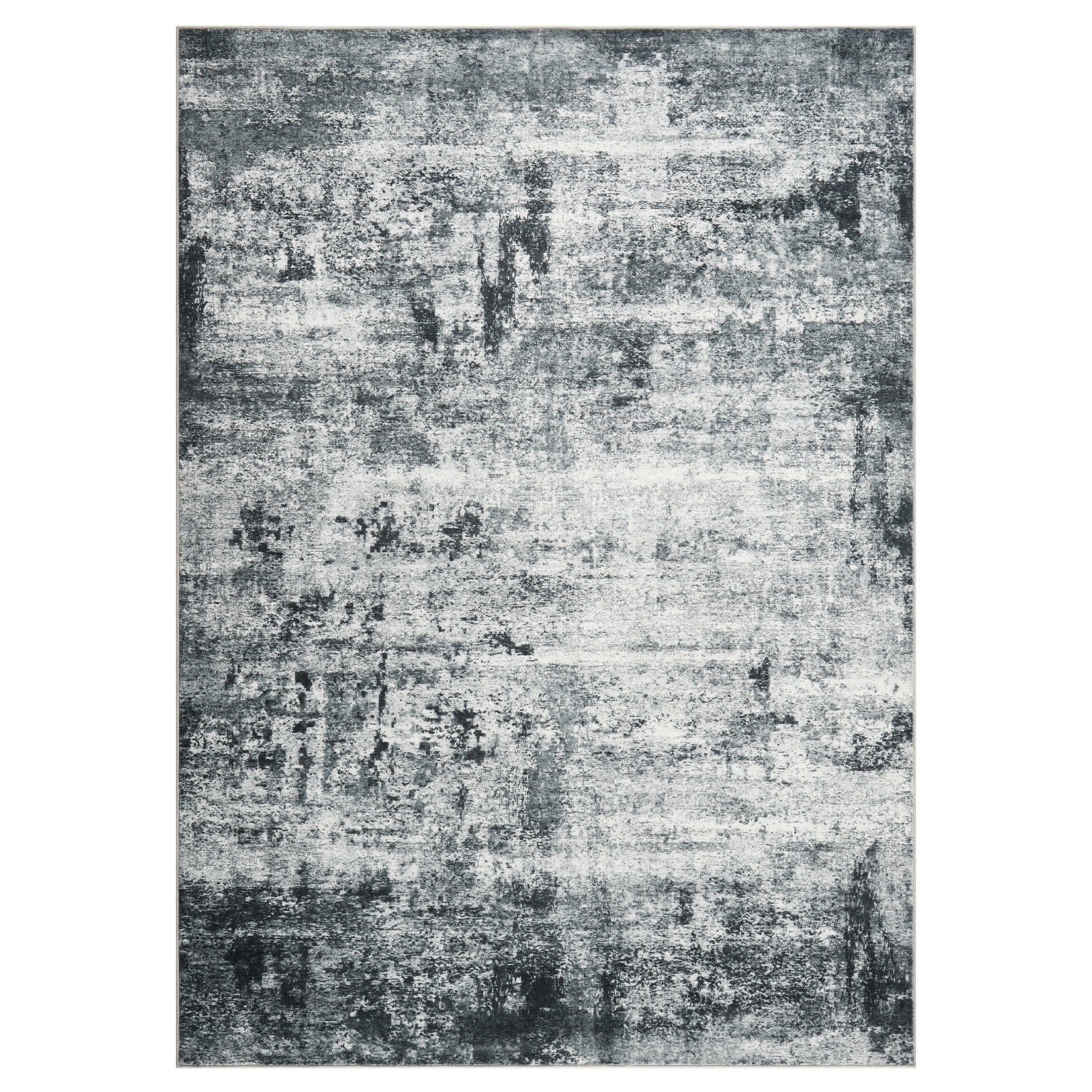 Garvee 4 ft x 6 ft Washable Area Rug, Non Slip Abstract Rug, Soft Faux Wool, Low Pile, Grey for Living Room Bedroom Dining Room