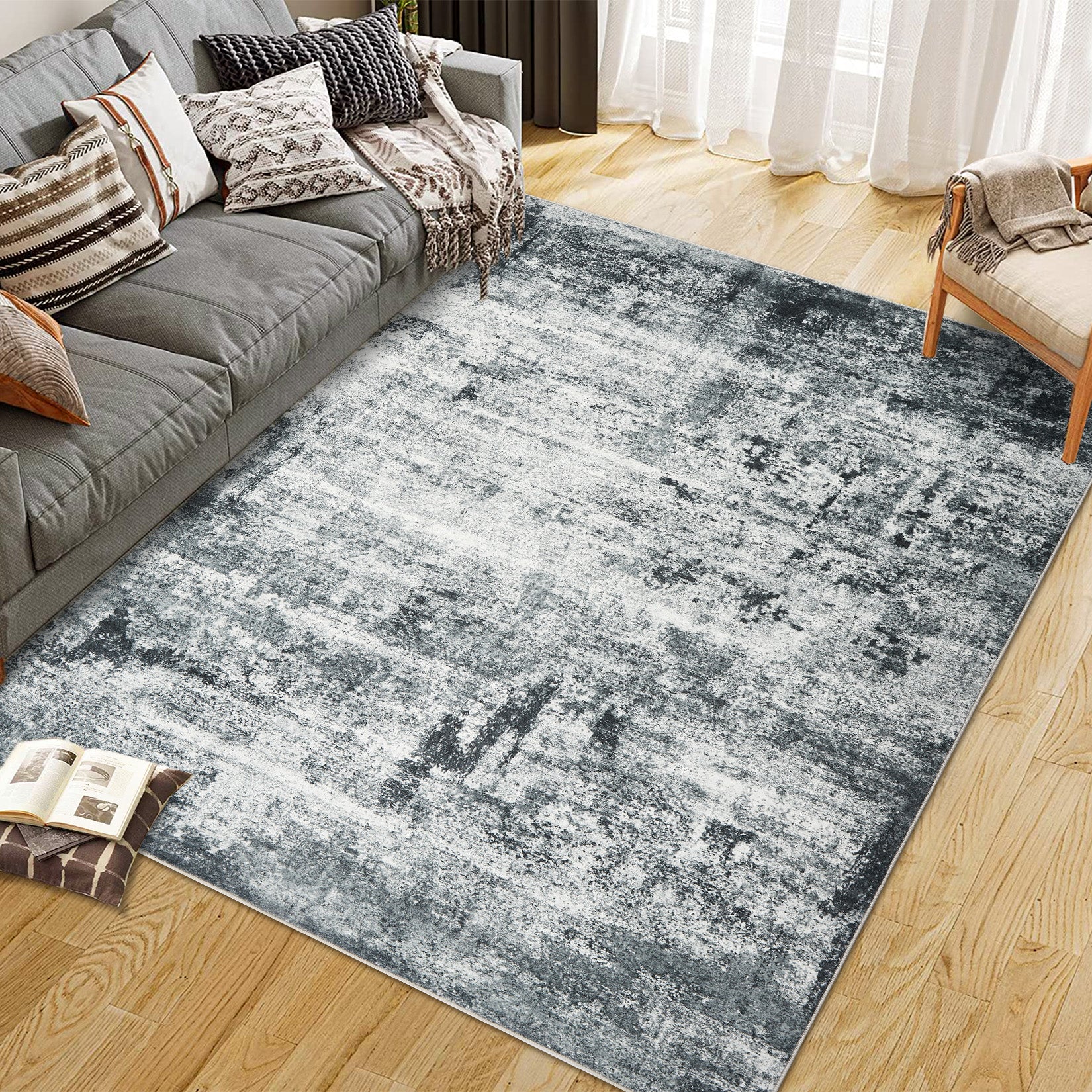 Garvee Modern Abstract Area Rug for High-Traffic Living Room, Bedroom, Kitchen, and Dining Spaces