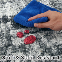 Garvee 4 ft x 6 ft Washable Area Rug, Non Slip Abstract Rug, Soft Faux Wool, Low Pile, Grey for Living Room Bedroom Dining Room