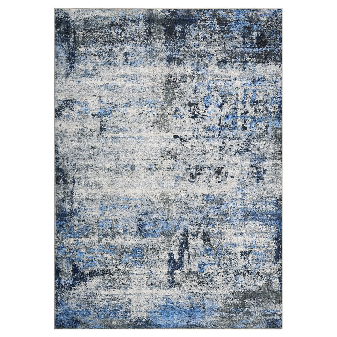 Garvee 4 ft x 6 ft Washable Area Rug Non Slip Abstract Soft Faux Wool Living Room Bedroom Dining Room Blue