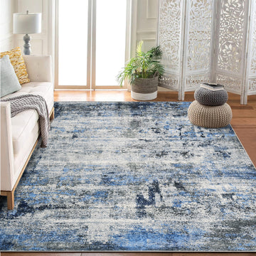 Garvee Modern Abstract Boho Washable Area Rug High-Traffic Areas Living Room Bedroom Kitchen Dining Blue 9x12